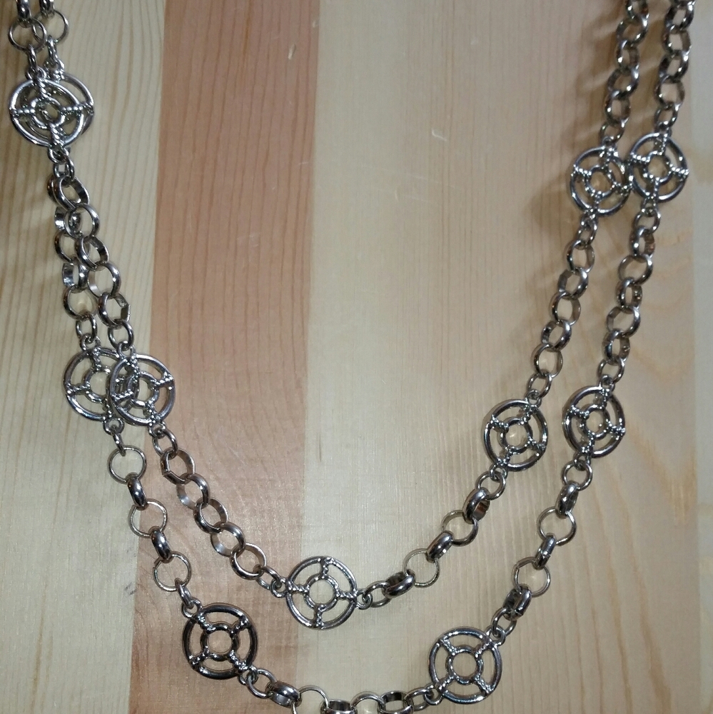 Coldwater Creek Silver Circle Station Necklace